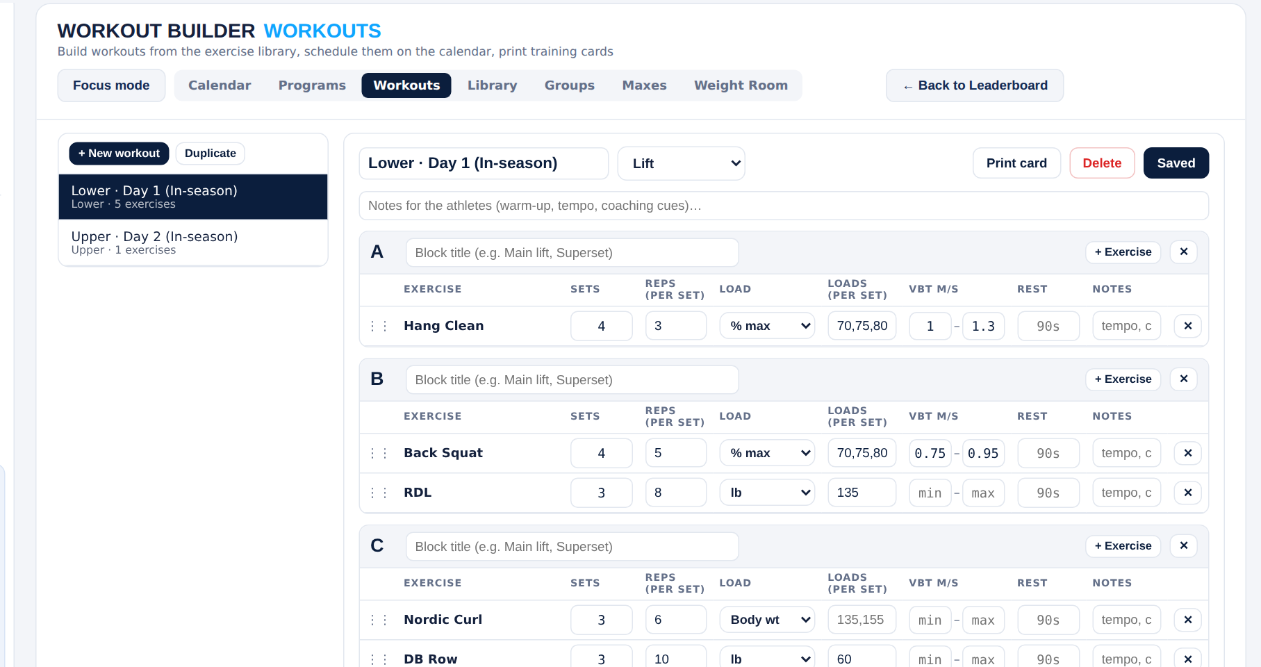 Workout Builder